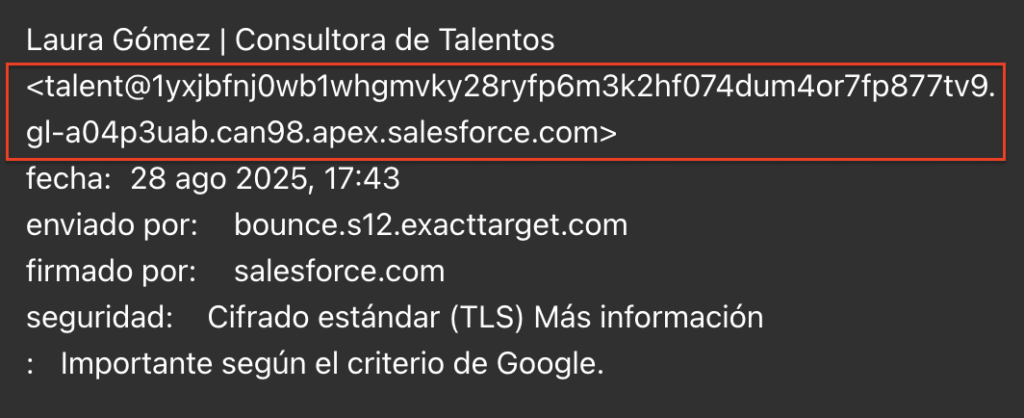 Datos que salía en el remitente